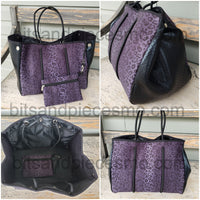 Large Neoprene Beach Tote Bags with Clip on Pouch - Multiple Designs Available