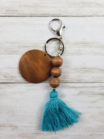Wood Bead Tassel Keychain - Multiple Designs Available