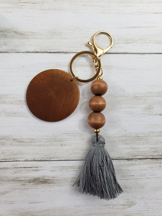 Wood Bead Tassel Keychain - Multiple Designs Available