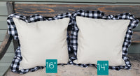 15.5" Buffalo Plaid Ruffle Pillow Cover with Linen Center