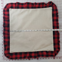 15.5" Buffalo Plaid Ruffle Pillow Cover with Linen Center