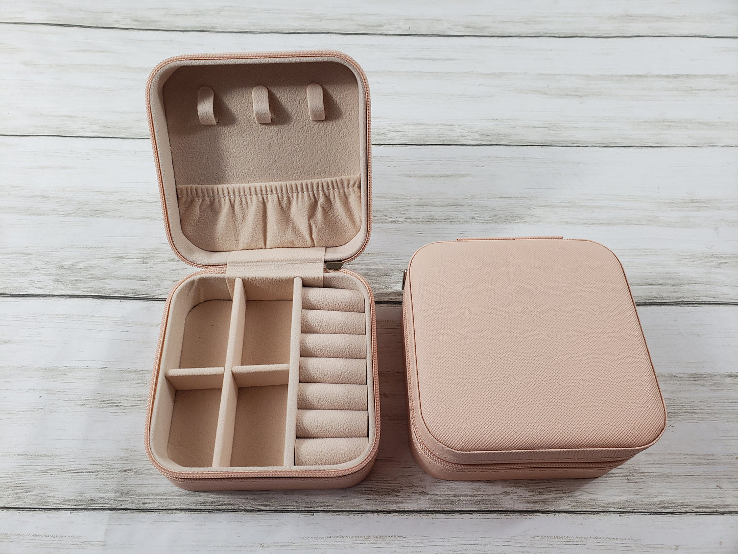 Travel Jewelry Box with Zipper Closure - 4 Solid Colors Available