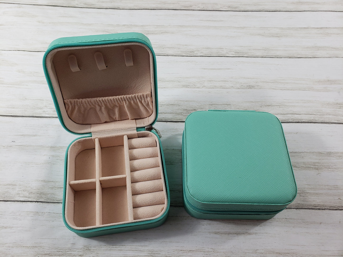 Travel Jewelry Box with Zipper Closure - 4 Solid Colors Available
