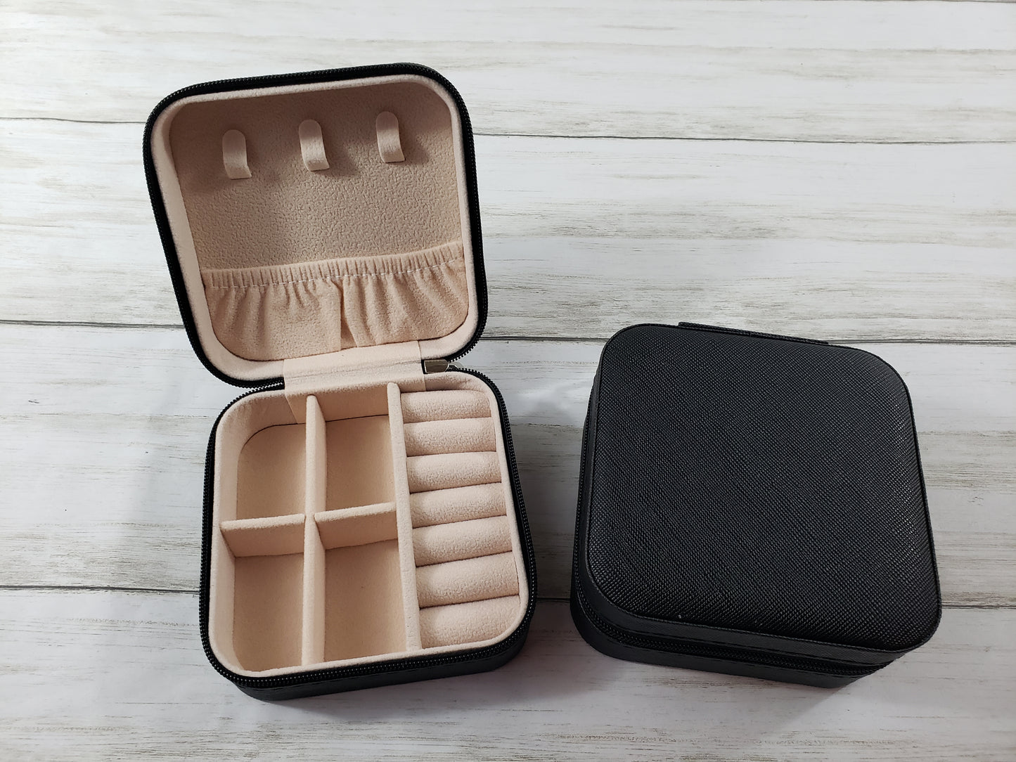 Travel Jewelry Box with Zipper Closure - 4 Solid Colors Available
