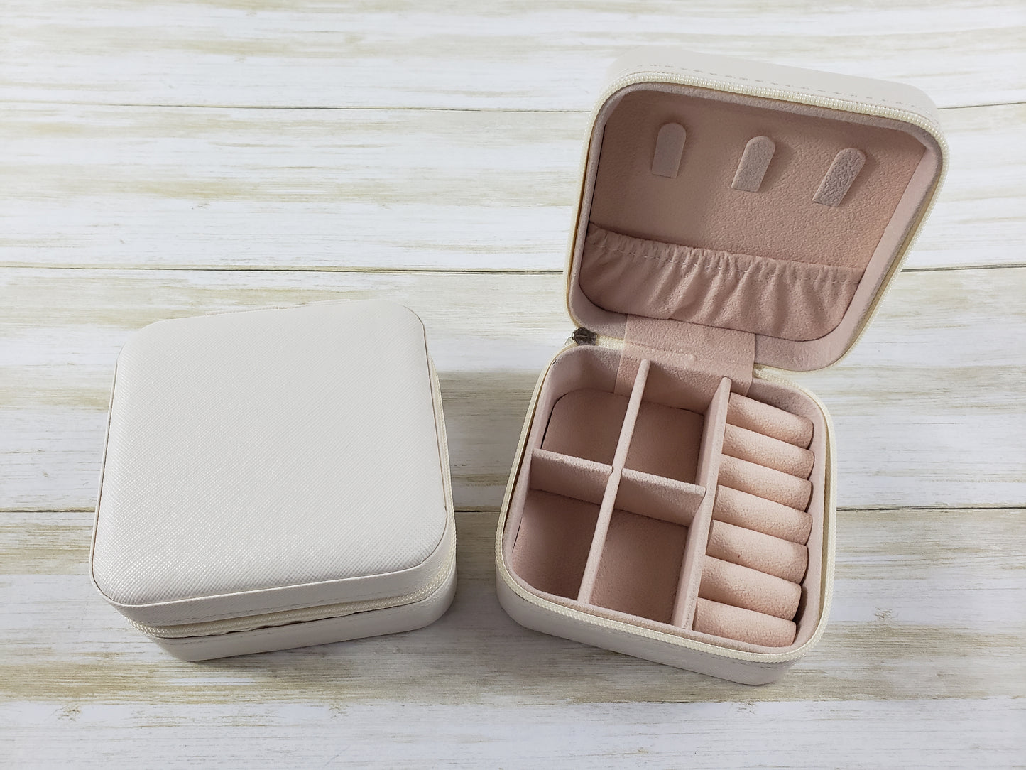 Travel Jewelry Box with Zipper Closure - 4 Solid Colors Available