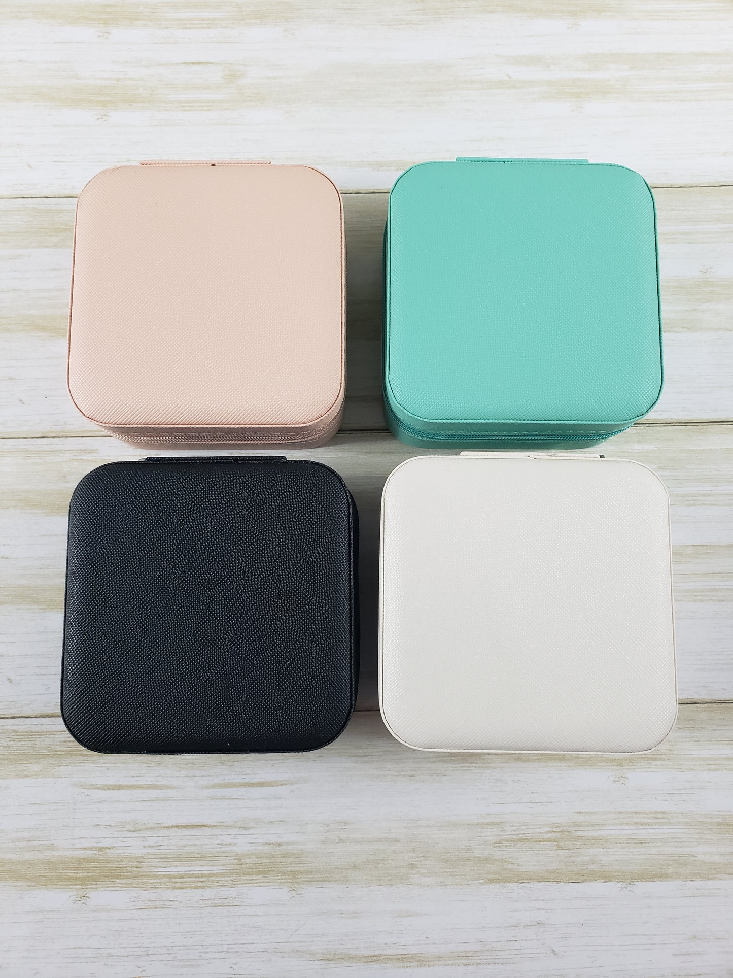 Travel Jewelry Box with Zipper Closure - 4 Solid Colors Available