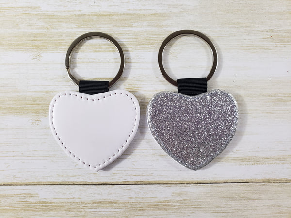 Sublimation Blank - Faux Leather Glitter Keychain - Multiple Shapes and Colors Available