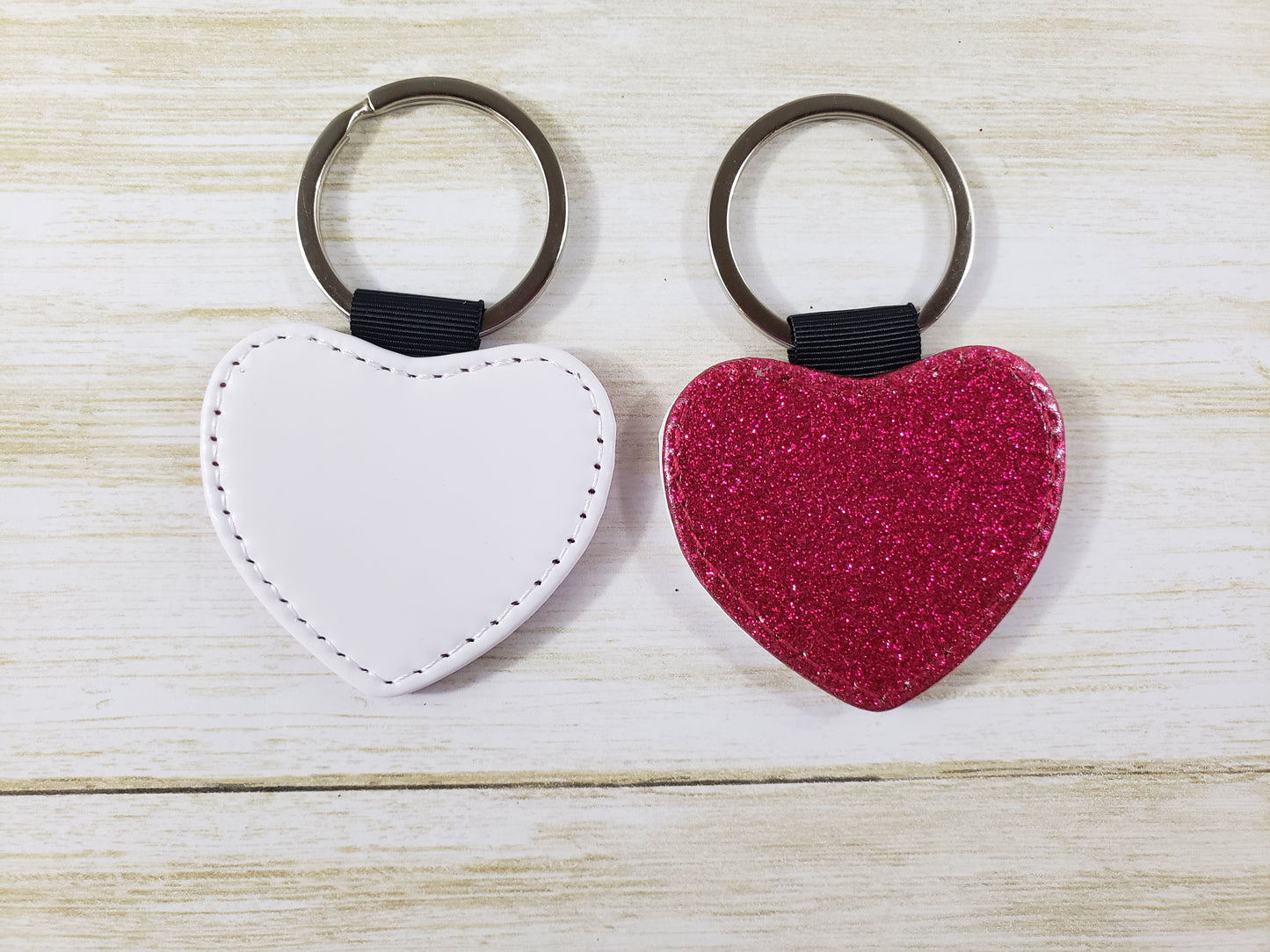 Sublimation Blank - Faux Leather Glitter Keychain - Multiple Shapes and Colors Available