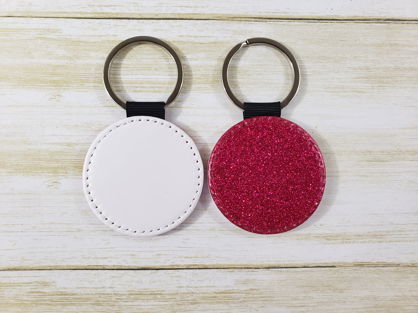 Sublimation Blank - Faux Leather Glitter Keychain - Multiple Shapes and Colors Available