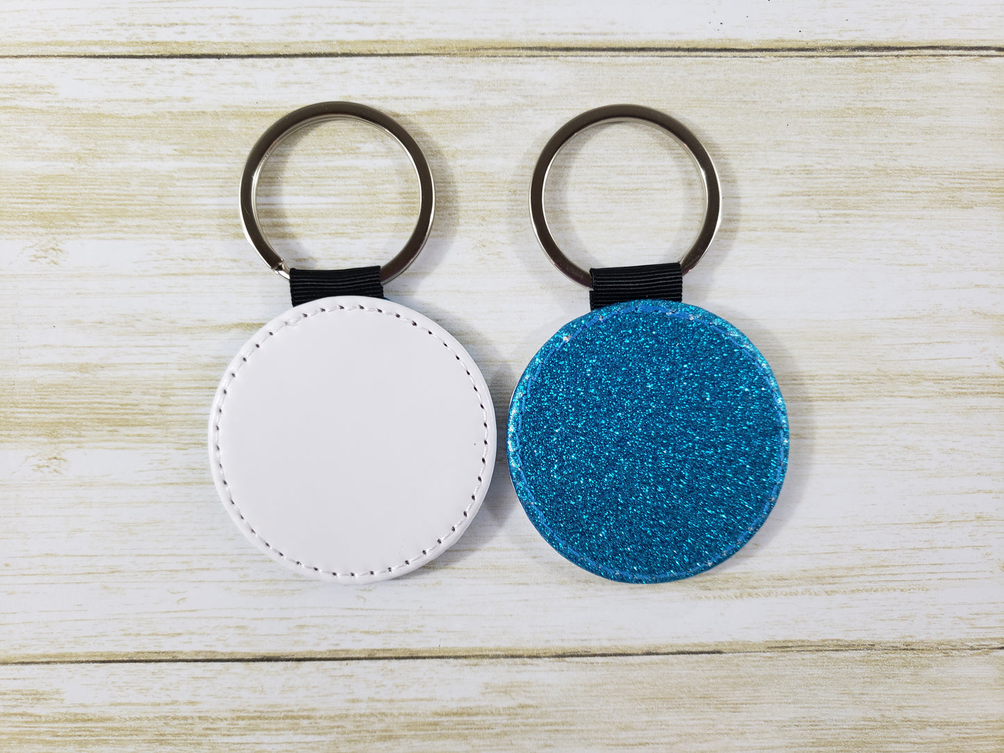Sublimation Blank - Faux Leather Glitter Keychain - Multiple Shapes and Colors Available