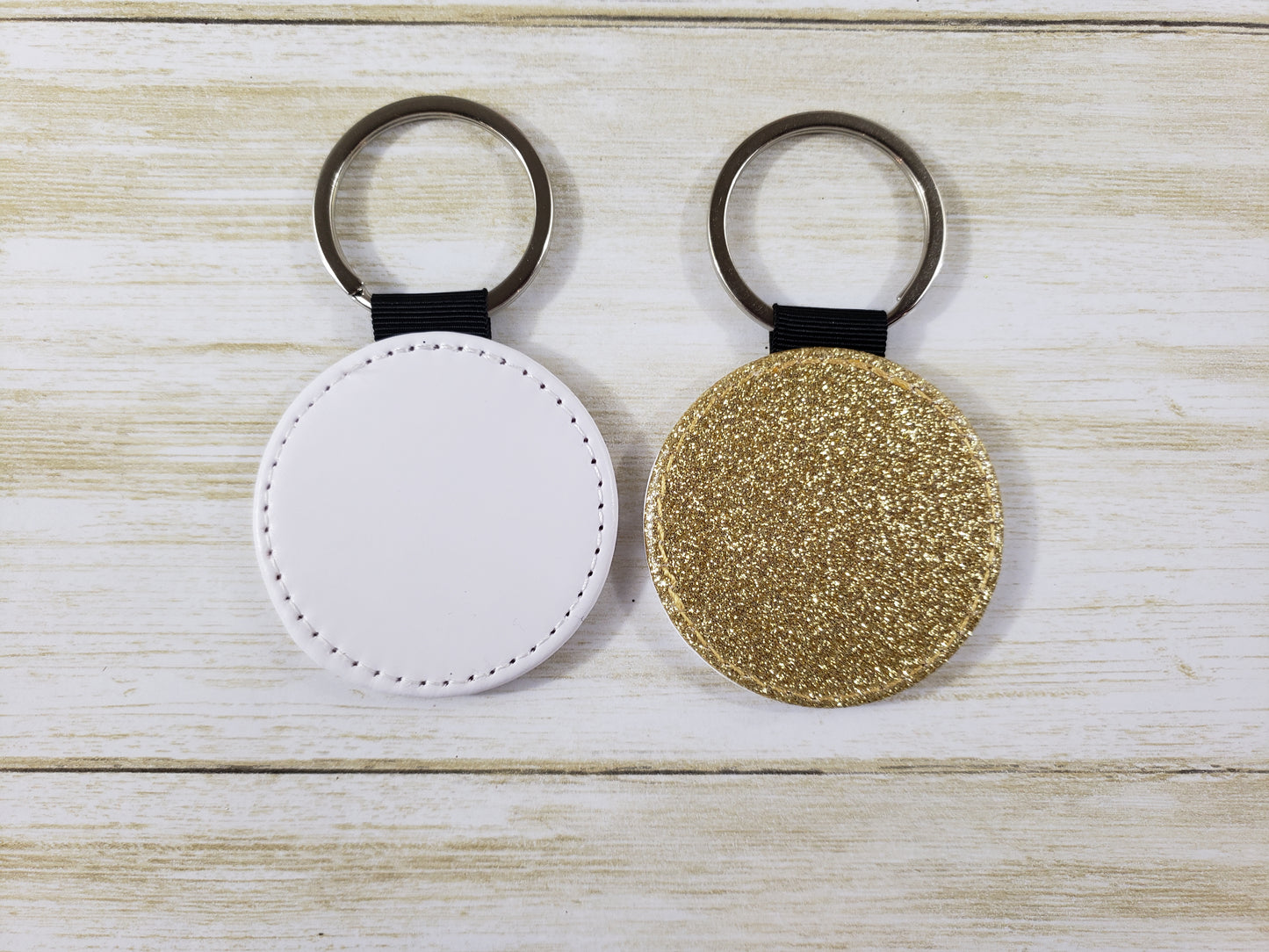 Sublimation Blank - Faux Leather Glitter Keychain - Multiple Shapes and Colors Available
