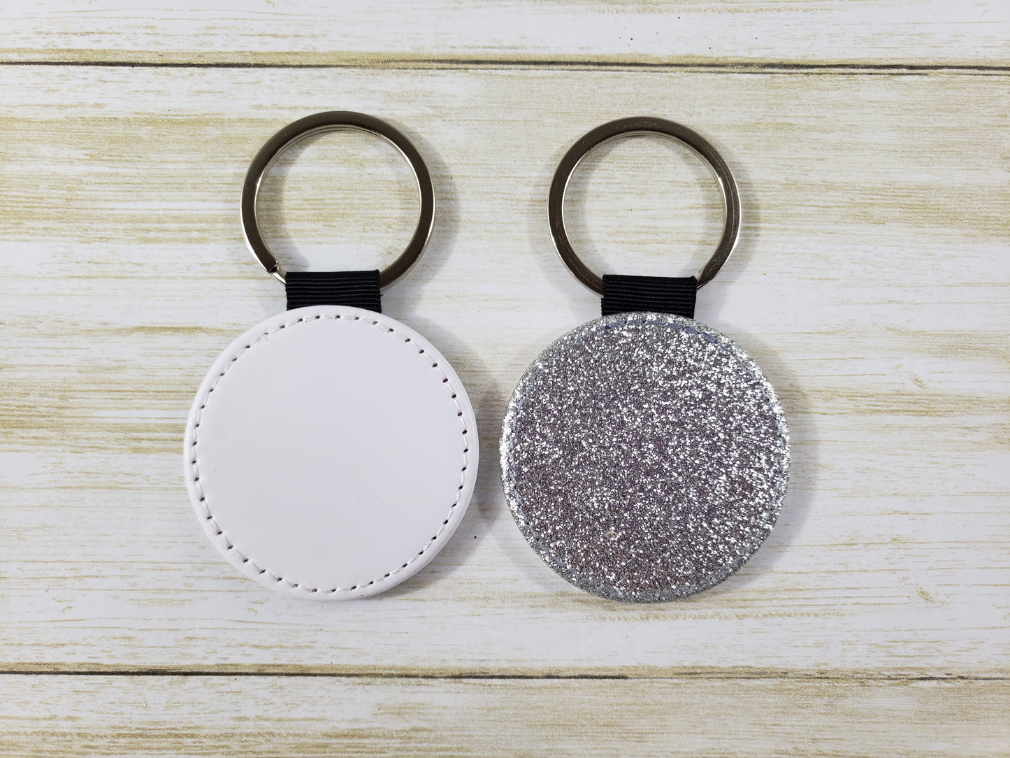 Sublimation Blank - Faux Leather Glitter Keychain - Multiple Shapes and Colors Available