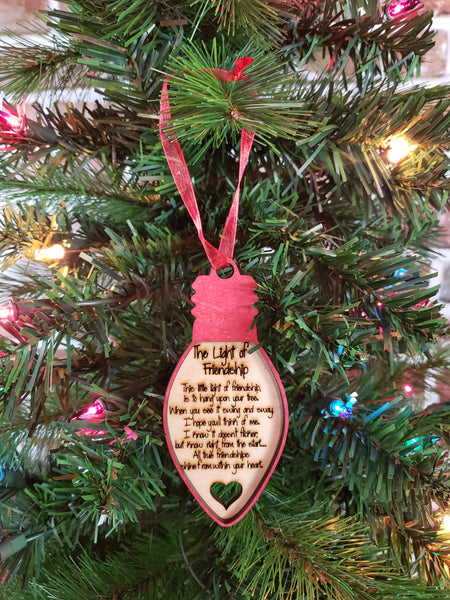 Light of Friendship - Laser Engraved & Painted Ornament
