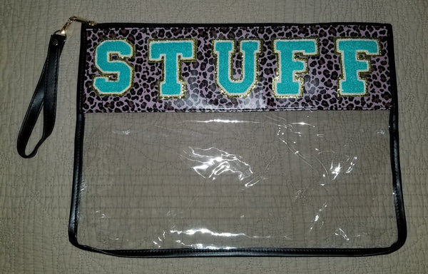 Clear Large Pouch with wristlet - Multiple Options Available