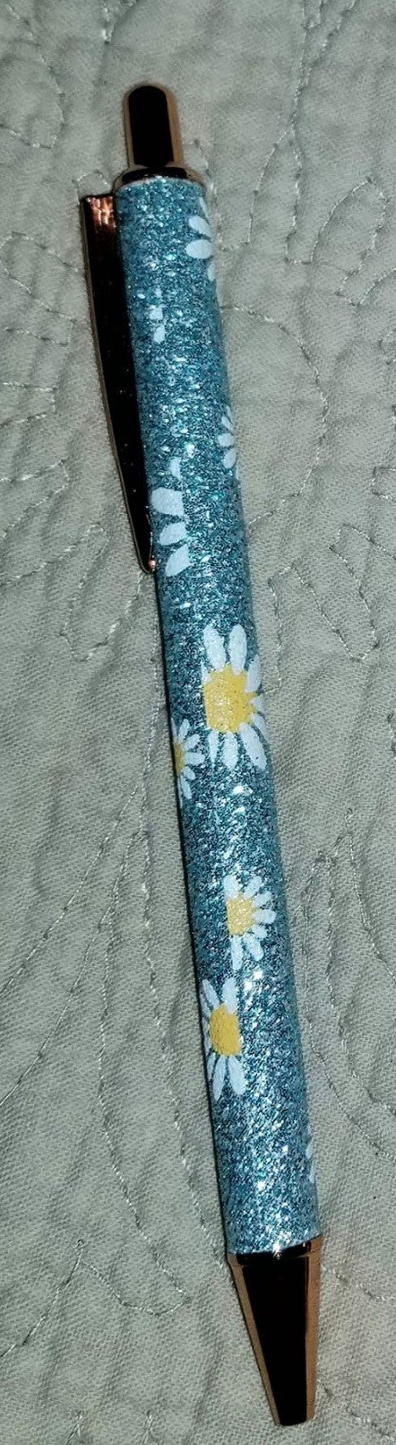 Glitter Daisy Ballpoint Metal Pens – Available as a Set or Individually