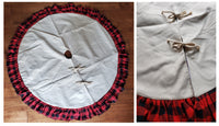 48" Buffalo Plaid Tree Skirt with Linen Center - Multiple Options Available