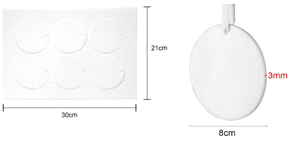 Sublimation Blank - Felt Air Fresheners with Hanging Hole - Round or Rectangle